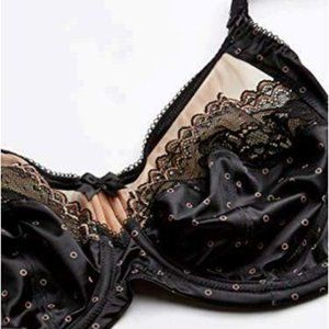 Goddess Bridget US 36H Full Coverage Underwire Bra Black & Cafe au lait lace